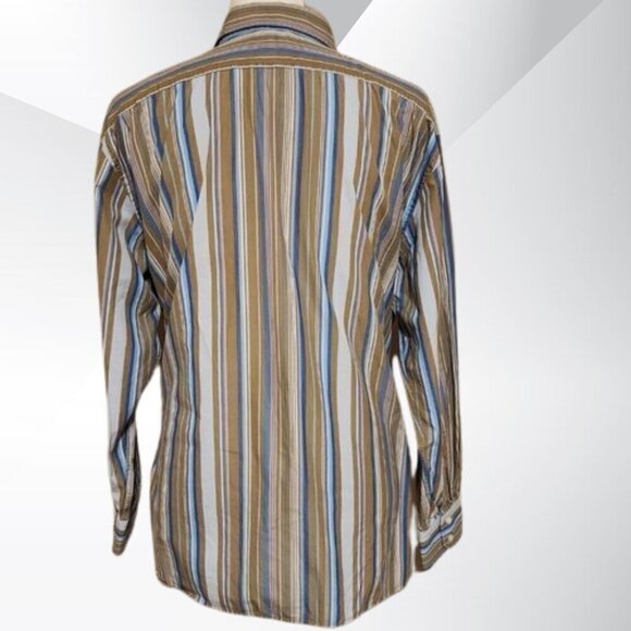 2/$20 Men’s GAP Fitted Premium Striped Long Sleeve Shirt XXL (18-18.5) Button-Up - Picture 2 of 4